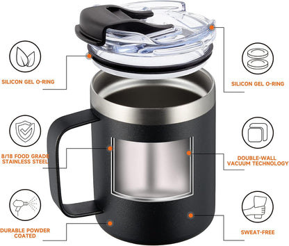 12oz Insulated Travel Coffee Mug with Handle, Navy