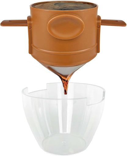 17oz Camping Coffee Makers with Ceramic Coating,Camp Pour Over Coffee Maker Set,Double Wall Vacuum Leak-Proof Mug for Office School Party Camping,Tea Infuser Mug for Loose Leaf Tea (17oz Lucky)