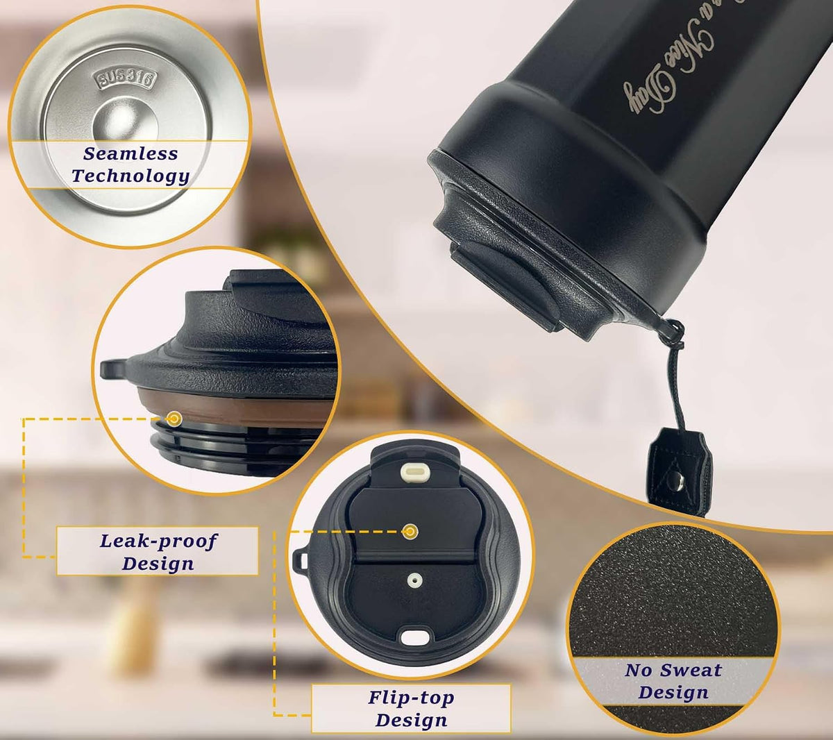 17oz Camping Coffee Makers with Ceramic Coating,Camp Pour Over Coffee Maker Set,Double Wall Vacuum Leak-Proof Mug for Office School Party Camping,Tea Infuser Mug for Loose Leaf Tea (17oz Lucky)