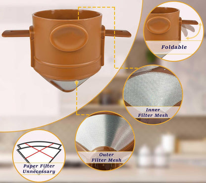 17oz Camping Coffee Makers with Ceramic Coating,Camp Pour Over Coffee Maker Set,Double Wall Vacuum Leak-Proof Mug for Office School Party Camping,Tea Infuser Mug for Loose Leaf Tea (17oz Lucky)