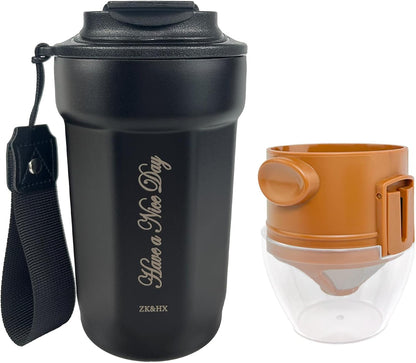 17oz Camping Coffee Makers with Ceramic Coating,Camp Pour Over Coffee Maker Set,Double Wall Vacuum Leak-Proof Mug for Office School Party Camping,Tea Infuser Mug for Loose Leaf Tea (17oz Lucky)
