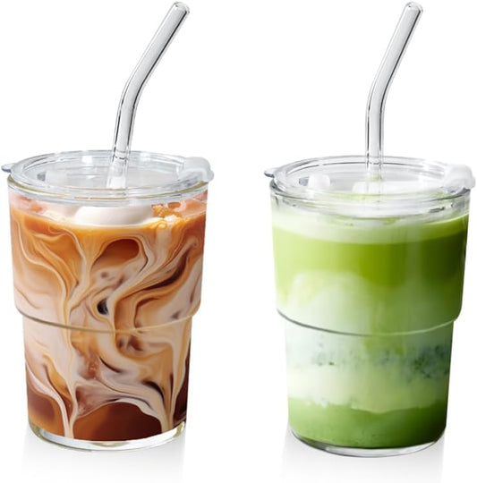 Matcha Cup Iced Coffee Tumbler, 15 oz, Set of 2