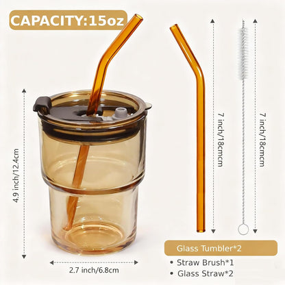 Matcha Cup Iced Coffee Tumbler, 15 oz, Set of 2