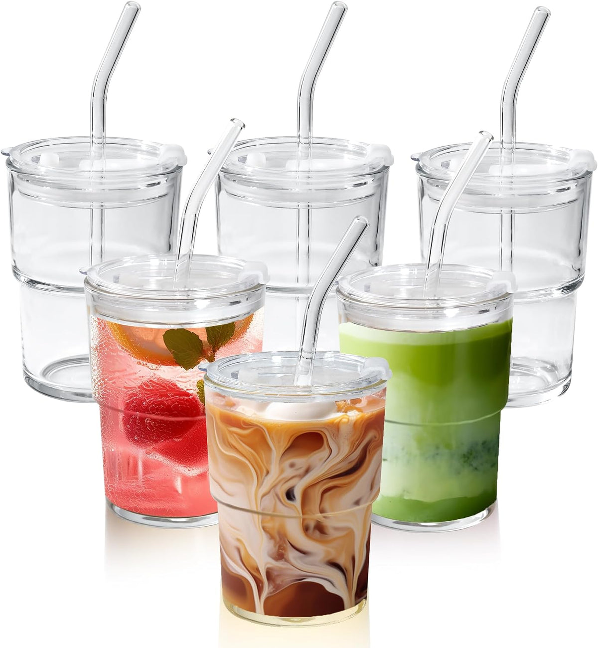 Matcha Cup Iced Coffee Tumbler, 15 oz, Set of 2