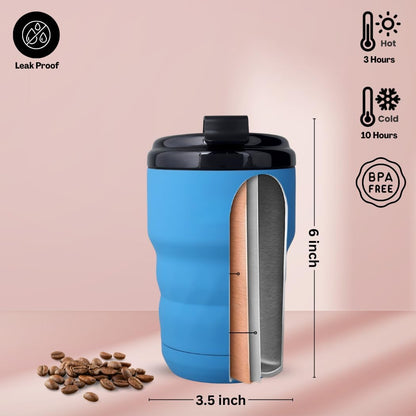 Insulated Travel Mug with Flip Lid, 12 oz Stainless Steel Coffee Cups Spill Proof, Double Wall Vacuum Tumblers, Reusable To Go Mug for Hot/Ice Coffee Tea (Gray)