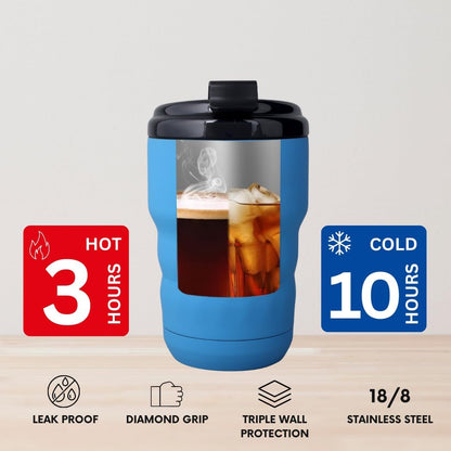 Insulated Travel Mug with Flip Lid, 12 oz Stainless Steel Coffee Cups Spill Proof, Double Wall Vacuum Tumblers, Reusable To Go Mug for Hot/Ice Coffee Tea (Gray)