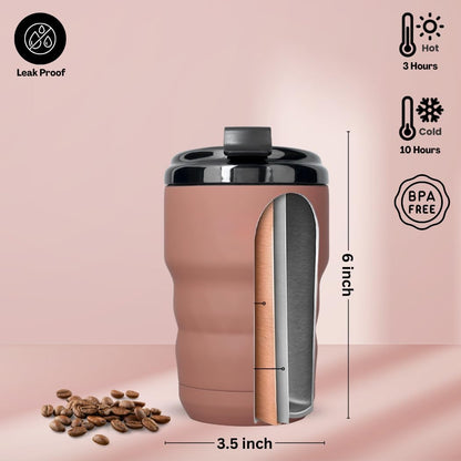 Insulated Travel Mug with Flip Lid, 12 oz Stainless Steel Coffee Cups Spill Proof, Double Wall Vacuum Tumblers, Reusable To Go Mug for Hot/Ice Coffee Tea (Gray)