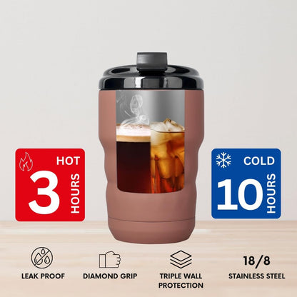 Insulated Travel Mug with Flip Lid, 12 oz Stainless Steel Coffee Cups Spill Proof, Double Wall Vacuum Tumblers, Reusable To Go Mug for Hot/Ice Coffee Tea (Gray)