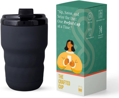 Insulated Travel Mug with Flip Lid, 12 oz Stainless Steel Coffee Cups Spill Proof, Double Wall Vacuum Tumblers, Reusable To Go Mug for Hot/Ice Coffee Tea (Gray)