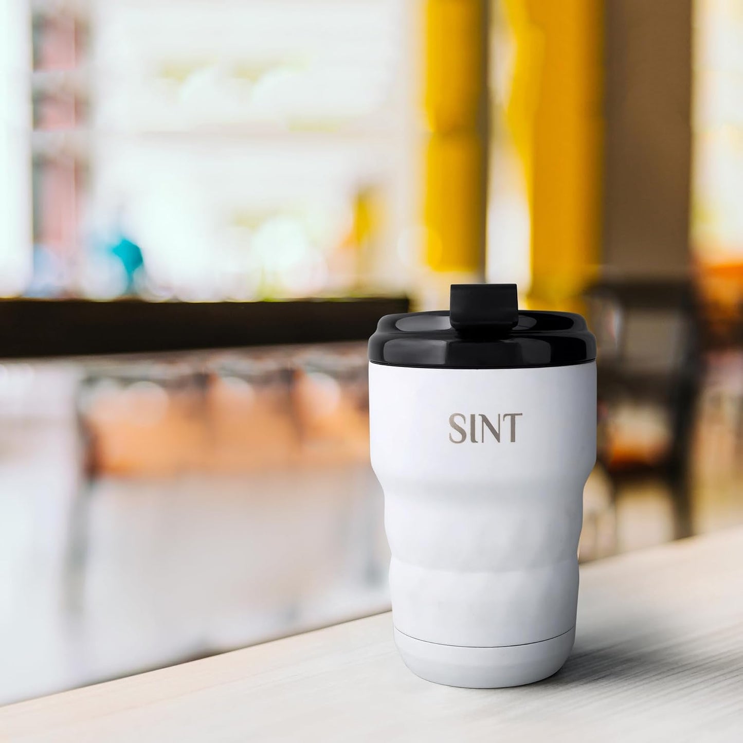 Insulated Travel Mug with Flip Lid, 12 oz Stainless Steel Coffee Cups Spill Proof, Double Wall Vacuum Tumblers, Reusable To Go Mug for Hot/Ice Coffee Tea (Gray)