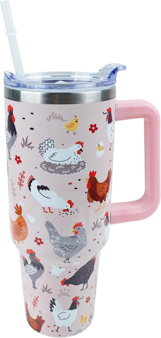 30 oz Tumbler with Handle Straw Lid Chicken Gifts for Women