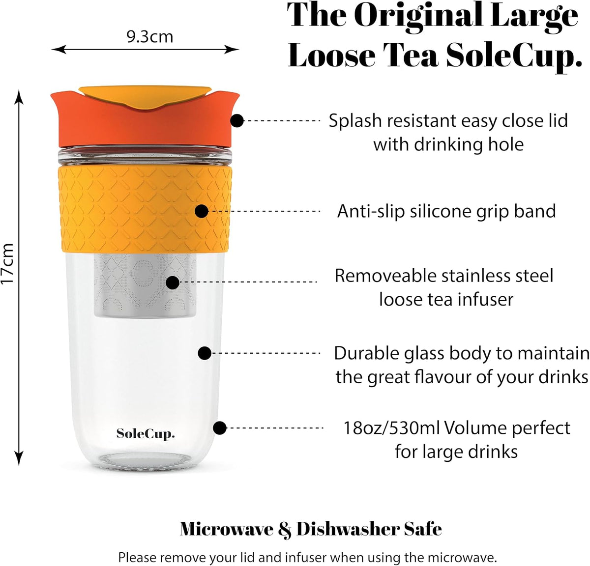 Travel Mug Loose Tea Infuser - Detachable Tea Strainer with Spillproof Lid - BPA-Free Reusable Glass Travel Coffee Cup with Silicone Band (Ice Cream, 12oz)