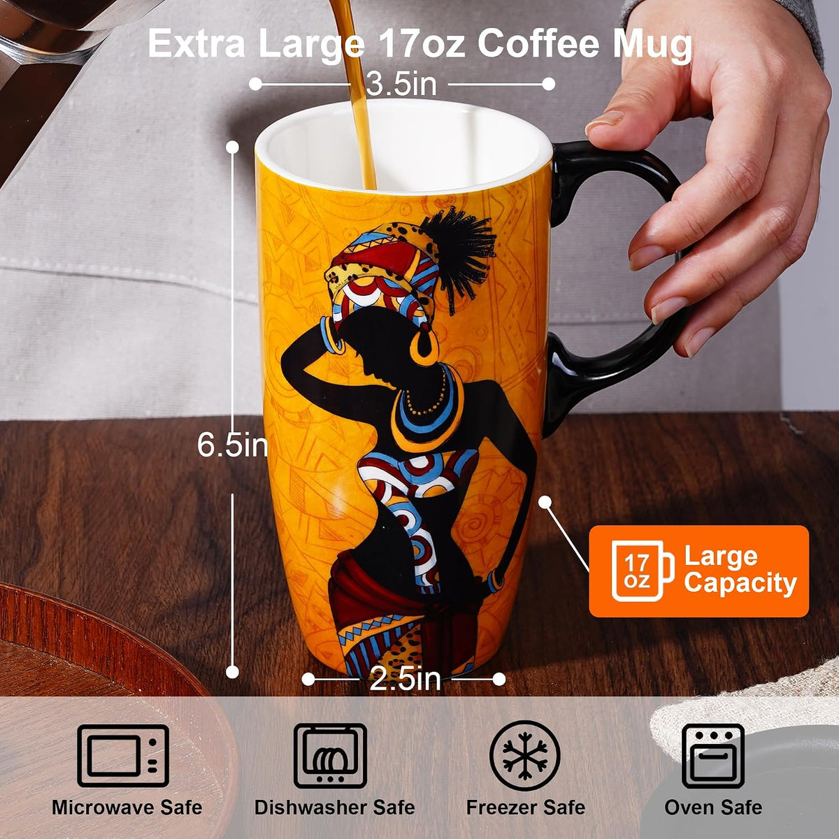 17oz Ceramic Coffee Mug with Lid and Gift Box, Vintage Golf Club | Retro Golf Lover Coffee Cup• Easy to Grip • Car cupholder fit • Easy cleaning