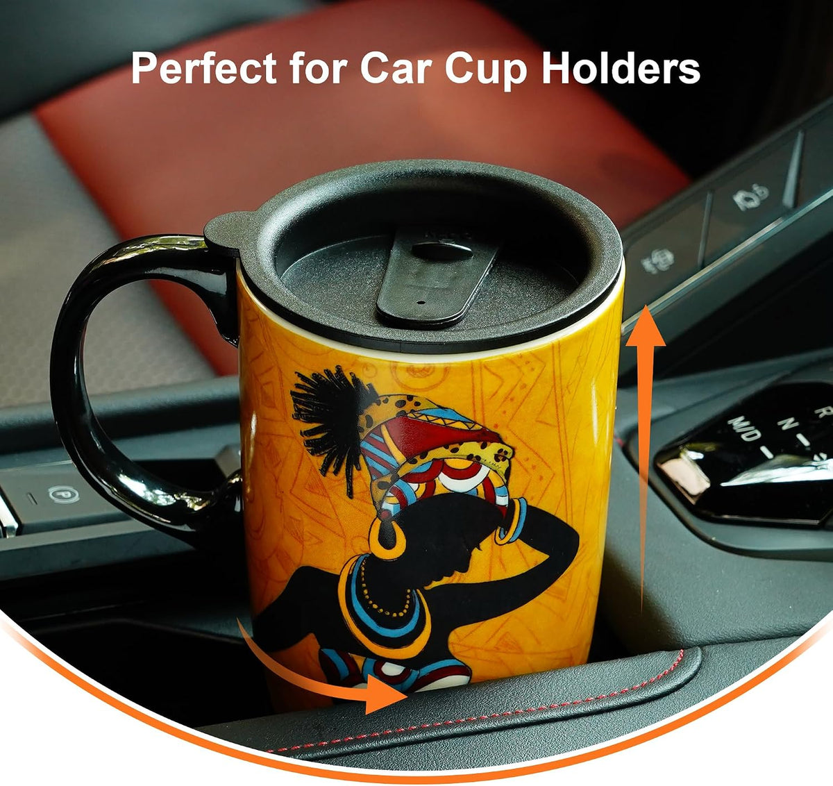 17oz Ceramic Coffee Mug with Lid and Gift Box, Vintage Golf Club | Retro Golf Lover Coffee Cup• Easy to Grip • Car cupholder fit • Easy cleaning