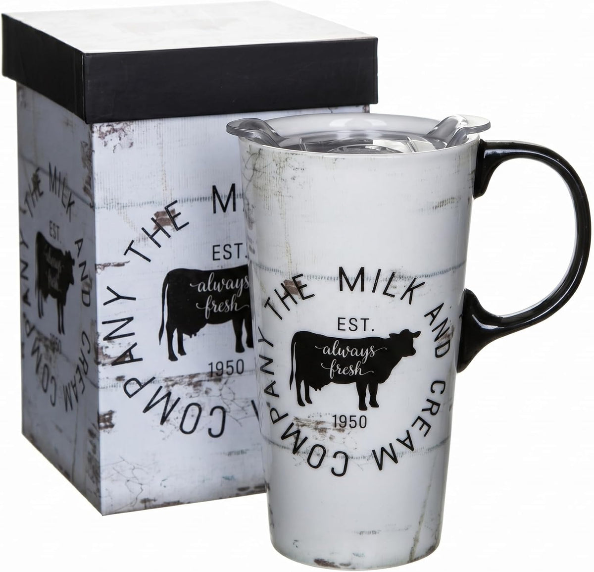 17oz Ceramic Coffee Mug with Lid and Gift Box, Vintage Golf Club | Retro Golf Lover Coffee Cup• Easy to Grip • Car cupholder fit • Easy cleaning
