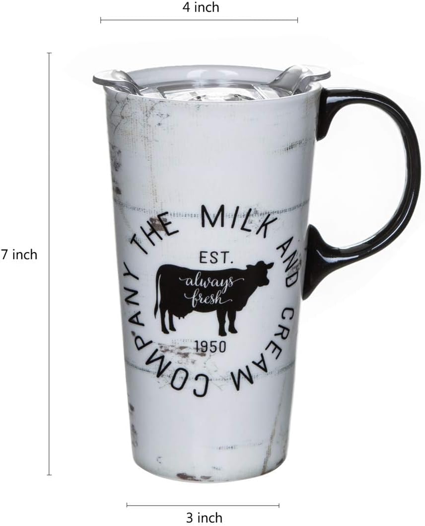 17oz Ceramic Coffee Mug with Lid and Gift Box, Vintage Golf Club | Retro Golf Lover Coffee Cup• Easy to Grip • Car cupholder fit • Easy cleaning