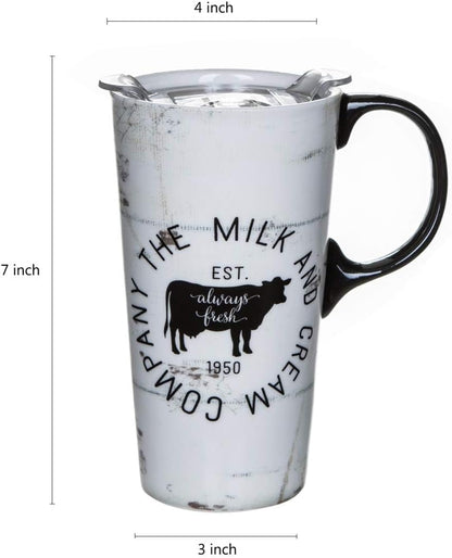 17oz Ceramic Coffee Mug with Lid and Gift Box, Vintage Golf Club | Retro Golf Lover Coffee Cup• Easy to Grip • Car cupholder fit • Easy cleaning