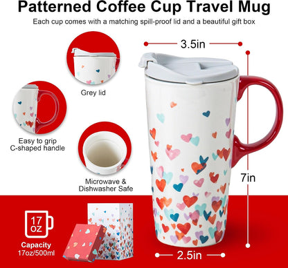 17oz Ceramic Coffee Mug with Lid and Gift Box, Vintage Golf Club | Retro Golf Lover Coffee Cup• Easy to Grip • Car cupholder fit • Easy cleaning