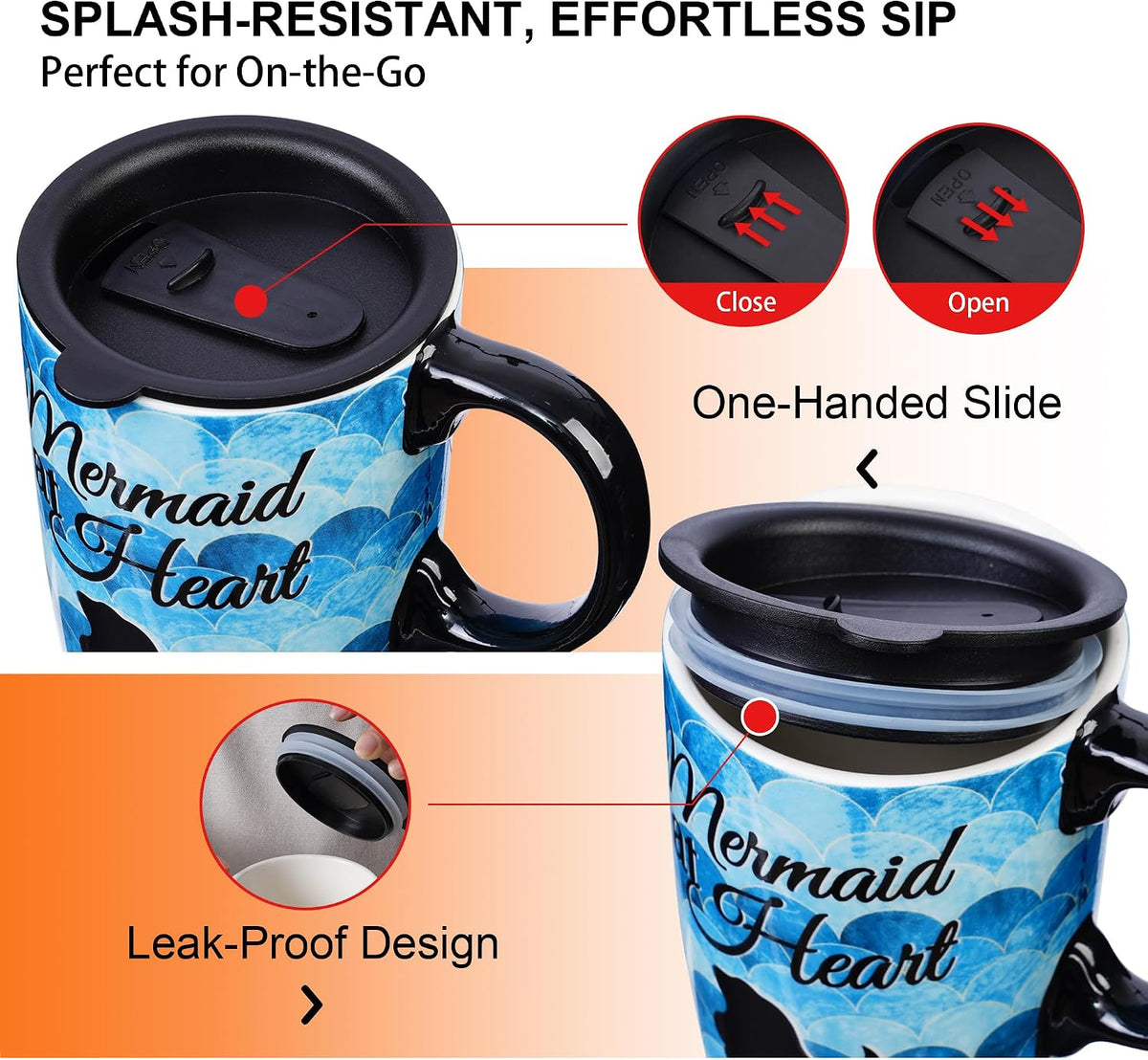 17oz Ceramic Coffee Mug with Lid and Gift Box, Vintage Golf Club | Retro Golf Lover Coffee Cup• Easy to Grip • Car cupholder fit • Easy cleaning