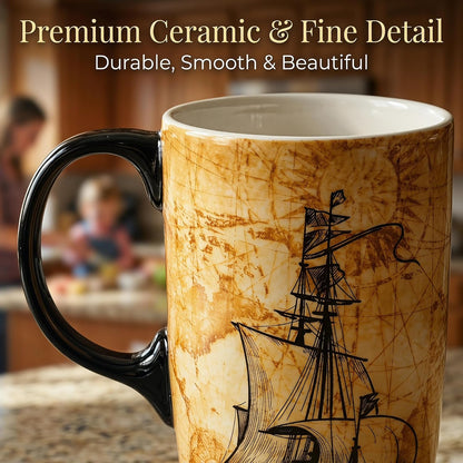 17oz Ceramic Coffee Mug with Lid and Gift Box, Vintage Golf Club | Retro Golf Lover Coffee Cup• Easy to Grip • Car cupholder fit • Easy cleaning