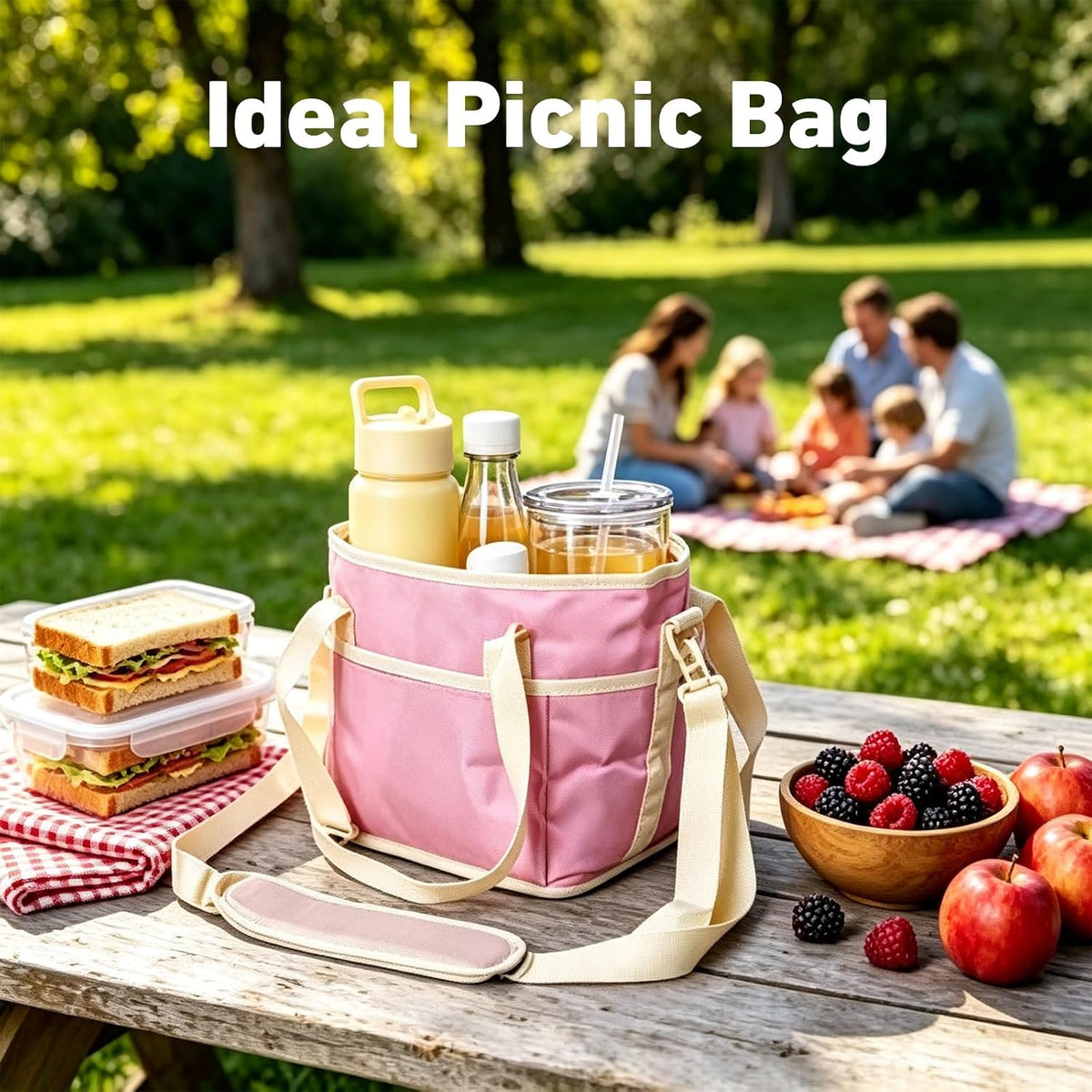 Drink Caddy for Cups, Insulated Drink Carrier with Strap, Drink Carrier Bag | Designed with Adjustable Strap for Travel & Outings, 4-Slot Design with Removable Divider, Premium Waterproof Nylon Fabric