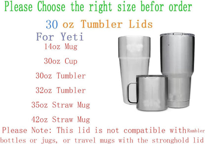 30 oz Tumbler Lids for Yeti, Replacement Magnetic Spill-Resistant Lids for Yeti 30 oz, 32 oz Tumbler, 14 oz Mug and 35oz Straw Mug with Magnetic Slider Switch, BPA Free