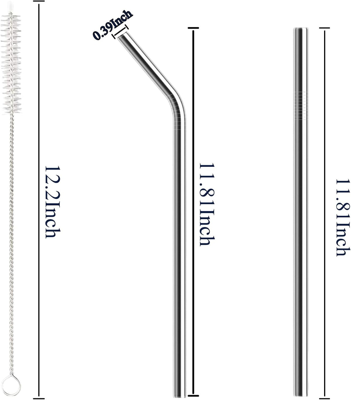 6 Pack Stainless Steel Straw Replacement 40 oz and 30 oz for Stanley Tumbler，3 Straight+3 Bent Reusable Straws with 2 Cleaning Brush Compatible with Stanley 40oz Stanley Cup Tumbler