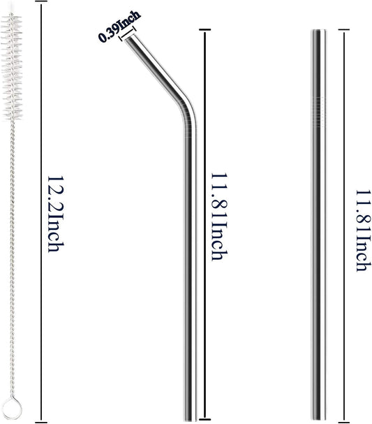 6 Pack Stainless Steel Straw Replacement 40 oz and 30 oz for Stanley Tumbler，3 Straight+3 Bent Reusable Straws with 2 Cleaning Brush Compatible with Stanley 40oz Stanley Cup Tumbler