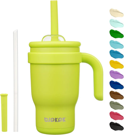 14 oz Insulated Water Bottle with Handle & Straw, Stainless Steel | Double Wall Vacuum, Leak Proof, Sweatproof, Wide Mouth, BPA Free, Dishwasher Safe, Keeps Cold/Hot, Travel, Cream