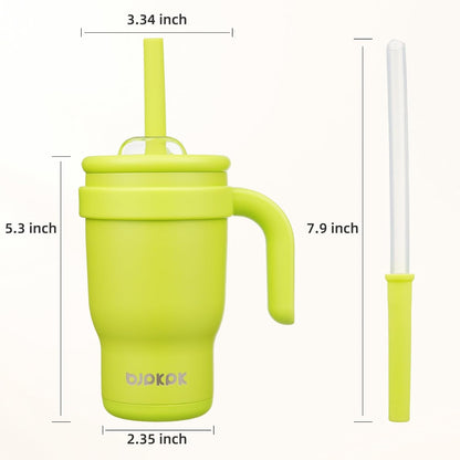 14 oz Insulated Water Bottle with Handle & Straw, Stainless Steel | Double Wall Vacuum, Leak Proof, Sweatproof, Wide Mouth, BPA Free, Dishwasher Safe, Keeps Cold/Hot, Travel, Cream