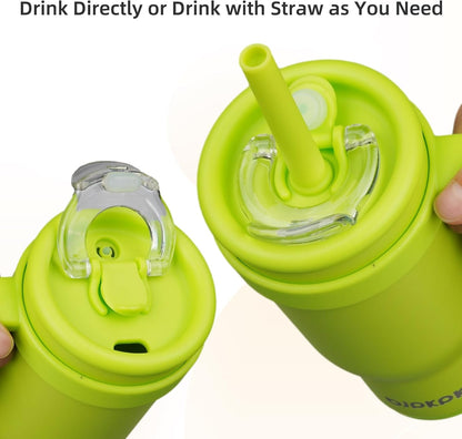 14 oz Insulated Water Bottle with Handle & Straw, Stainless Steel | Double Wall Vacuum, Leak Proof, Sweatproof, Wide Mouth, BPA Free, Dishwasher Safe, Keeps Cold/Hot, Travel, Cream