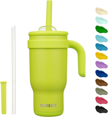 14 oz Insulated Water Bottle with Handle & Straw, Stainless Steel | Double Wall Vacuum, Leak Proof, Sweatproof, Wide Mouth, BPA Free, Dishwasher Safe, Keeps Cold/Hot, Travel, Cream