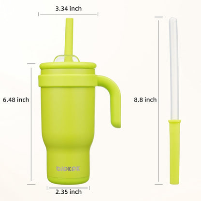 14 oz Insulated Water Bottle with Handle & Straw, Stainless Steel | Double Wall Vacuum, Leak Proof, Sweatproof, Wide Mouth, BPA Free, Dishwasher Safe, Keeps Cold/Hot, Travel, Cream