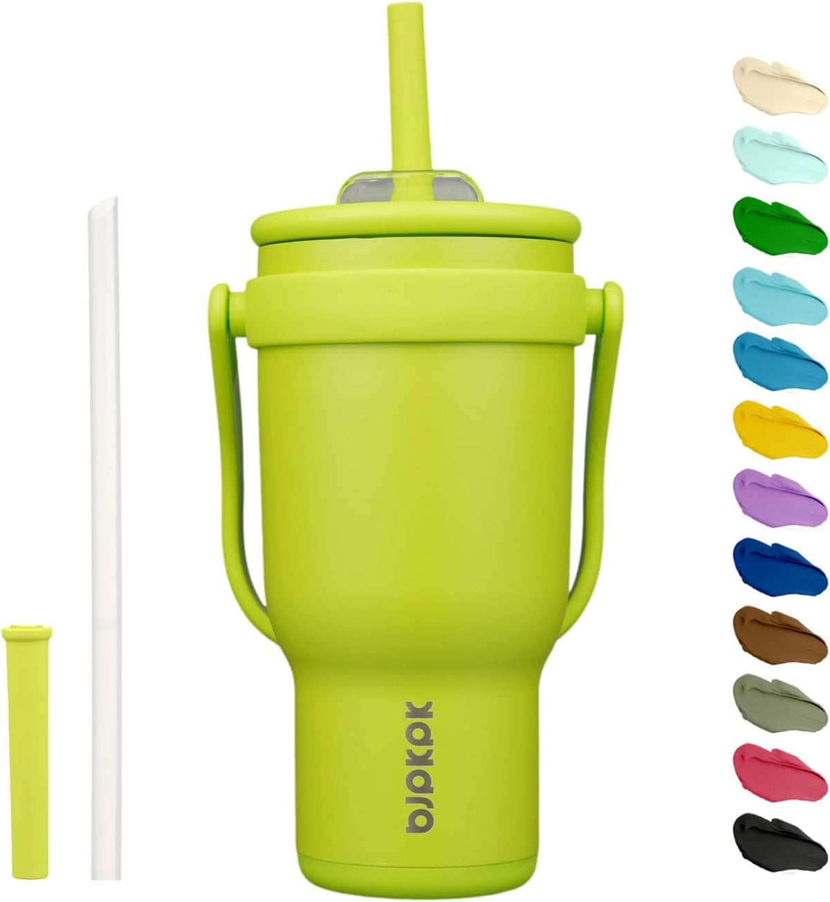 14 oz Insulated Water Bottle with Handle & Straw, Stainless Steel | Double Wall Vacuum, Leak Proof, Sweatproof, Wide Mouth, BPA Free, Dishwasher Safe, Keeps Cold/Hot, Travel, Cream