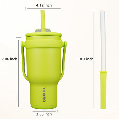 14 oz Insulated Water Bottle with Handle & Straw, Stainless Steel | Double Wall Vacuum, Leak Proof, Sweatproof, Wide Mouth, BPA Free, Dishwasher Safe, Keeps Cold/Hot, Travel, Cream