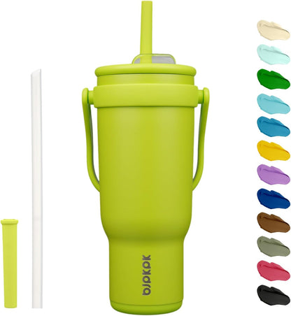 14 oz Insulated Water Bottle with Handle & Straw, Stainless Steel | Double Wall Vacuum, Leak Proof, Sweatproof, Wide Mouth, BPA Free, Dishwasher Safe, Keeps Cold/Hot, Travel, Cream