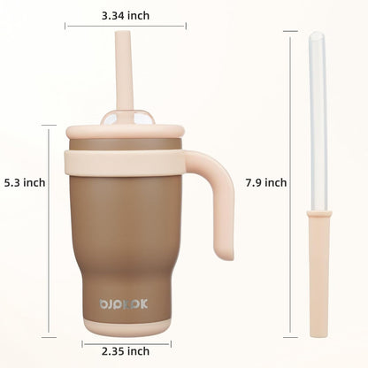 14 oz Insulated Water Bottle with Handle & Straw, Stainless Steel | Double Wall Vacuum, Leak Proof, Sweatproof, Wide Mouth, BPA Free, Dishwasher Safe, Keeps Cold/Hot, Travel, Cream