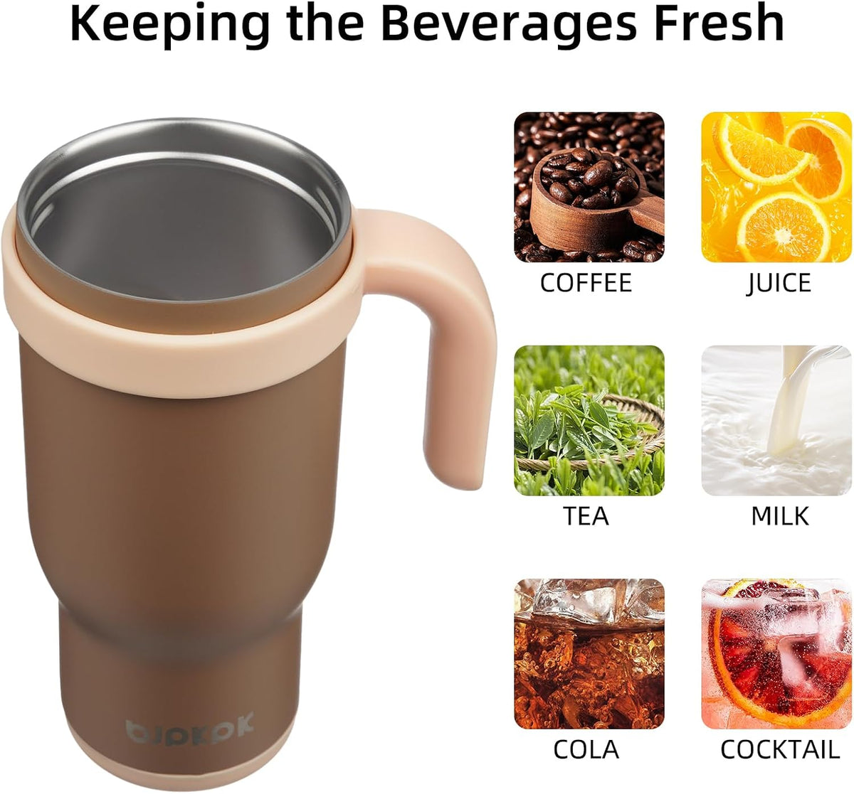 14 oz Insulated Water Bottle with Handle & Straw, Stainless Steel | Double Wall Vacuum, Leak Proof, Sweatproof, Wide Mouth, BPA Free, Dishwasher Safe, Keeps Cold/Hot, Travel, Cream