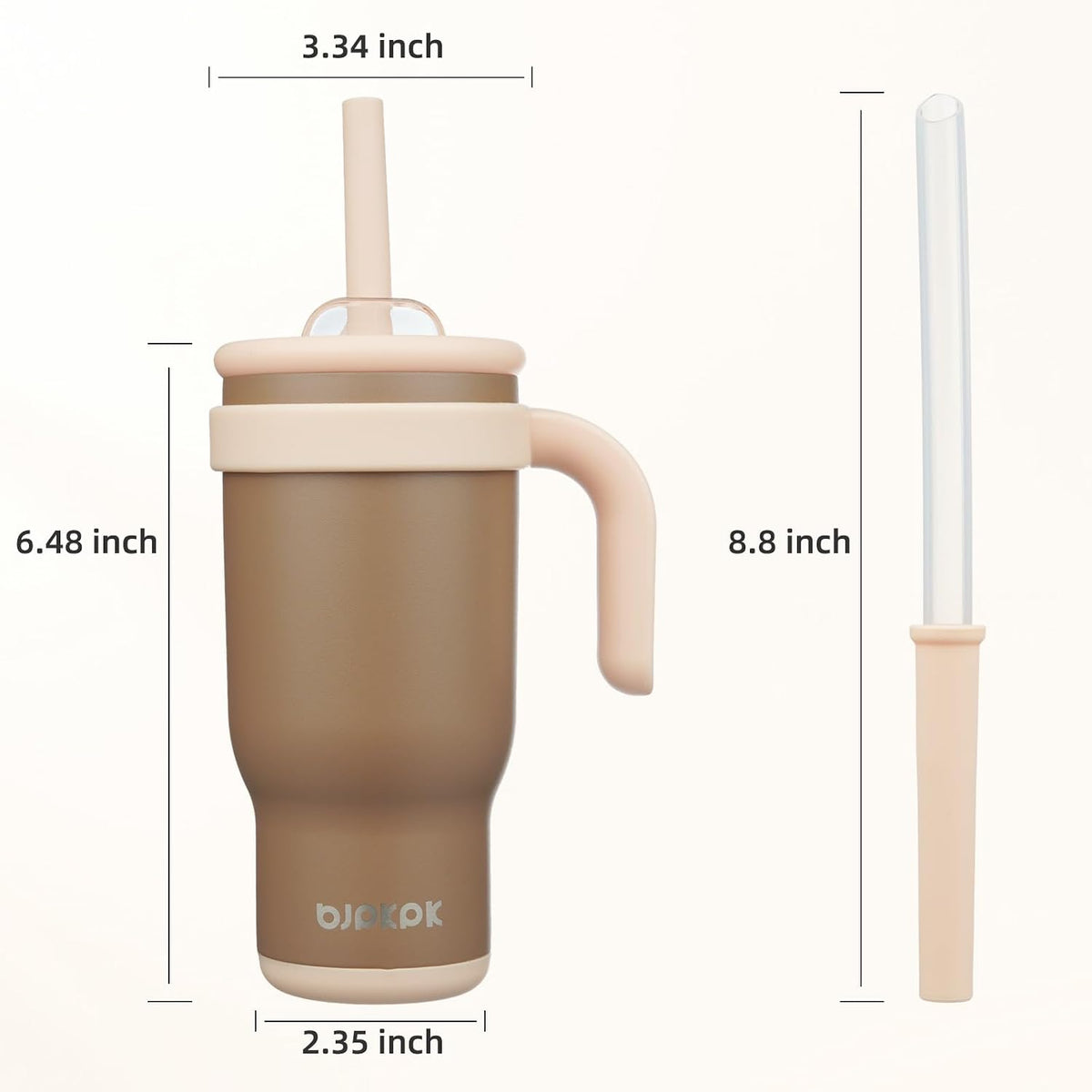 14 oz Insulated Water Bottle with Handle & Straw, Stainless Steel | Double Wall Vacuum, Leak Proof, Sweatproof, Wide Mouth, BPA Free, Dishwasher Safe, Keeps Cold/Hot, Travel, Cream