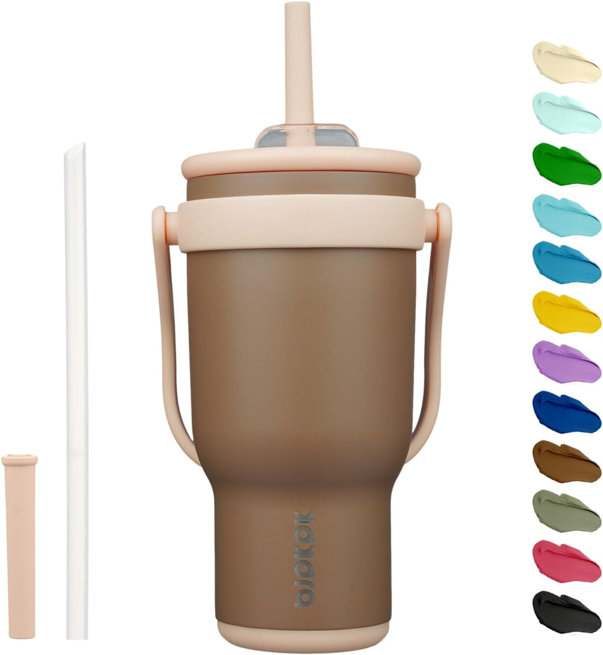14 oz Insulated Water Bottle with Handle & Straw, Stainless Steel | Double Wall Vacuum, Leak Proof, Sweatproof, Wide Mouth, BPA Free, Dishwasher Safe, Keeps Cold/Hot, Travel, Cream