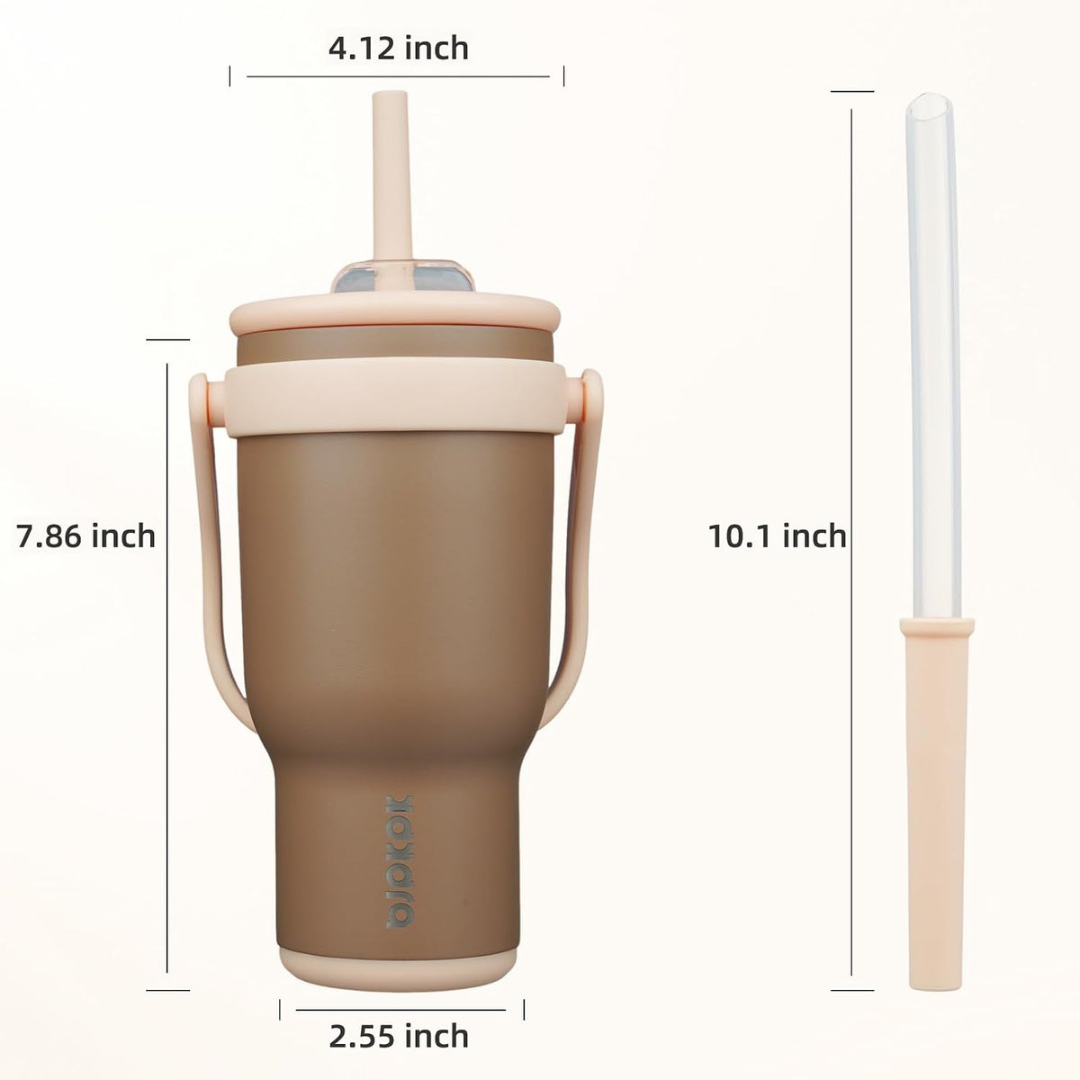 14 oz Insulated Water Bottle with Handle & Straw, Stainless Steel | Double Wall Vacuum, Leak Proof, Sweatproof, Wide Mouth, BPA Free, Dishwasher Safe, Keeps Cold/Hot, Travel, Cream