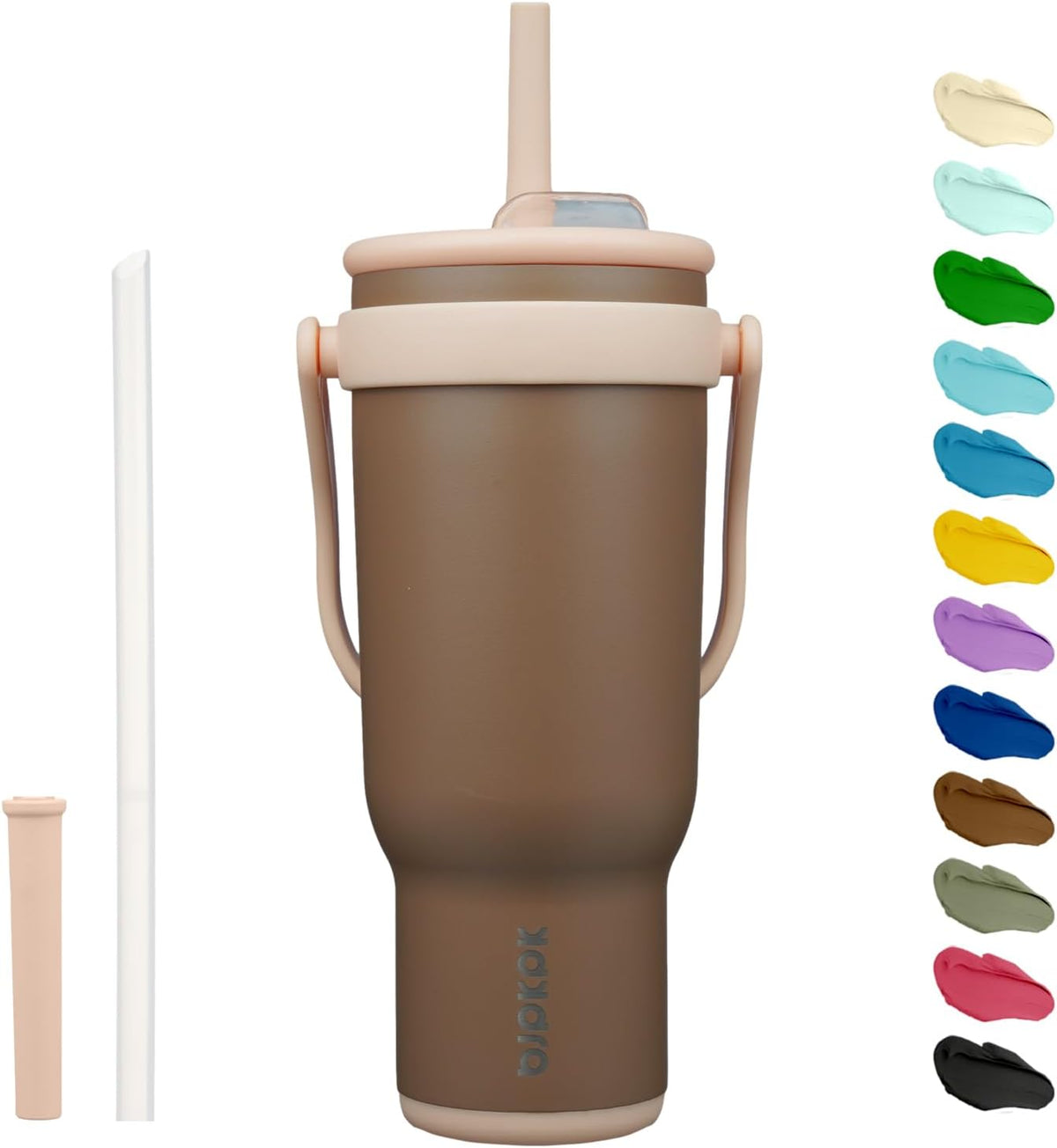 14 oz Insulated Water Bottle with Handle & Straw, Stainless Steel | Double Wall Vacuum, Leak Proof, Sweatproof, Wide Mouth, BPA Free, Dishwasher Safe, Keeps Cold/Hot, Travel, Cream