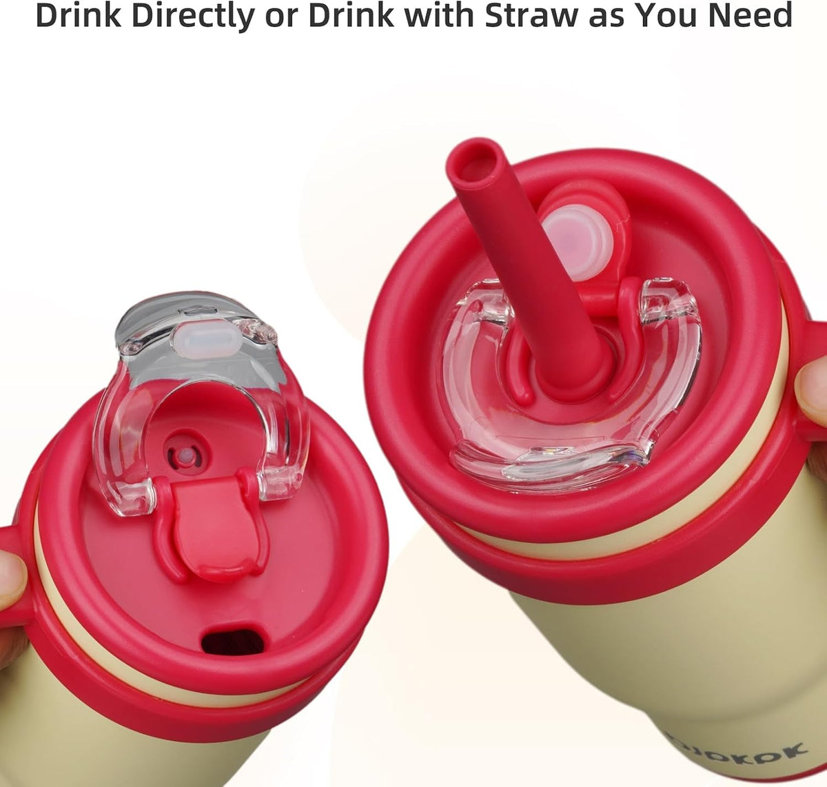 14 oz Insulated Water Bottle with Handle & Straw, Stainless Steel | Double Wall Vacuum, Leak Proof, Sweatproof, Wide Mouth, BPA Free, Dishwasher Safe, Keeps Cold/Hot, Travel, Cream