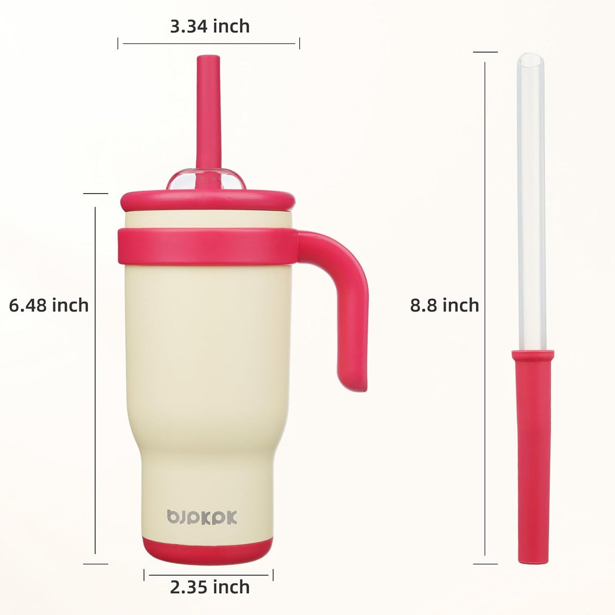14 oz Insulated Water Bottle with Handle & Straw, Stainless Steel | Double Wall Vacuum, Leak Proof, Sweatproof, Wide Mouth, BPA Free, Dishwasher Safe, Keeps Cold/Hot, Travel, Cream