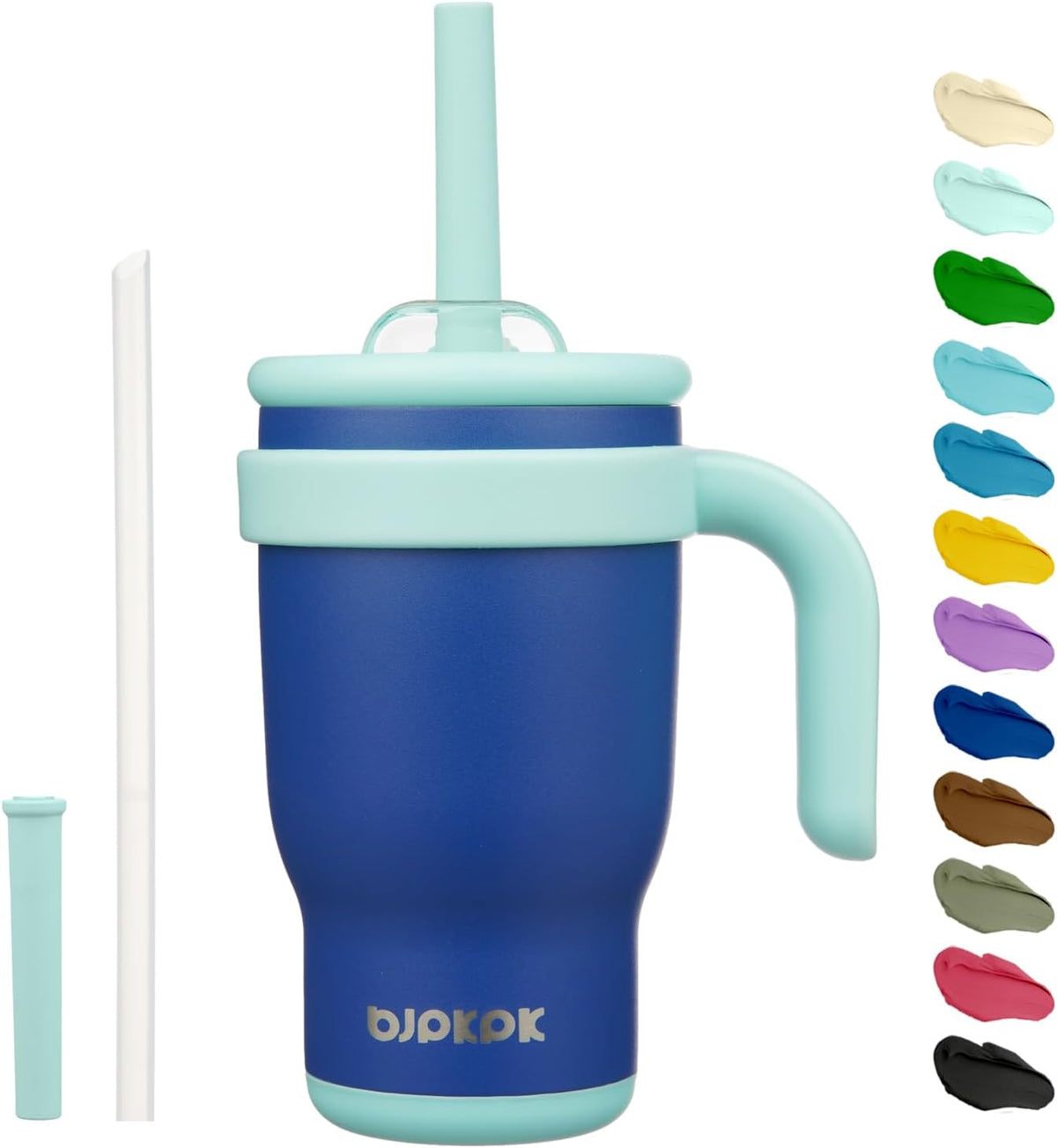 14 oz Insulated Water Bottle with Handle & Straw, Stainless Steel | Double Wall Vacuum, Leak Proof, Sweatproof, Wide Mouth, BPA Free, Dishwasher Safe, Keeps Cold/Hot, Travel, Cream