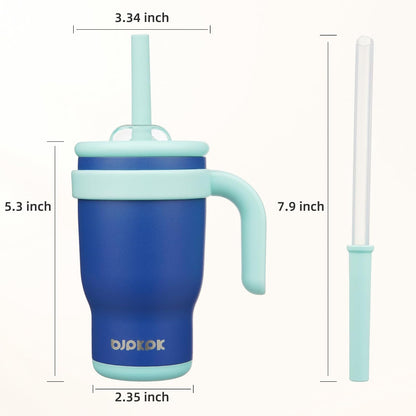 14 oz Insulated Water Bottle with Handle & Straw, Stainless Steel | Double Wall Vacuum, Leak Proof, Sweatproof, Wide Mouth, BPA Free, Dishwasher Safe, Keeps Cold/Hot, Travel, Cream