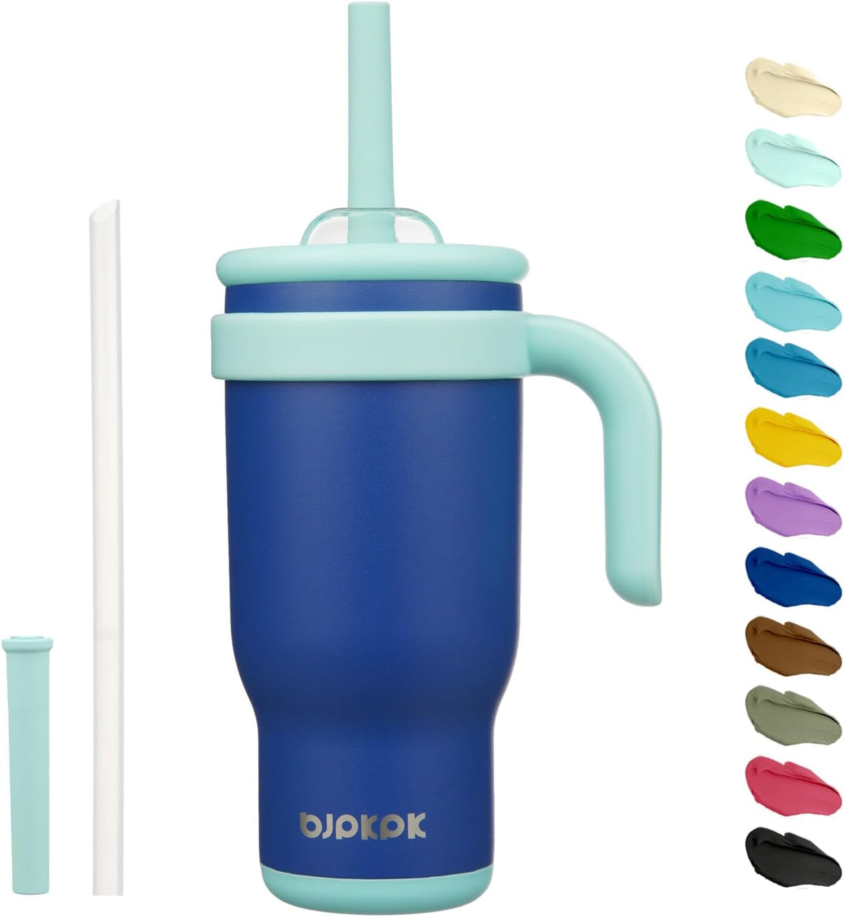 14 oz Insulated Water Bottle with Handle & Straw, Stainless Steel | Double Wall Vacuum, Leak Proof, Sweatproof, Wide Mouth, BPA Free, Dishwasher Safe, Keeps Cold/Hot, Travel, Cream