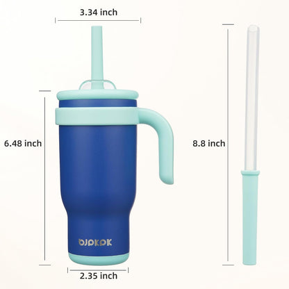 14 oz Insulated Water Bottle with Handle & Straw, Stainless Steel | Double Wall Vacuum, Leak Proof, Sweatproof, Wide Mouth, BPA Free, Dishwasher Safe, Keeps Cold/Hot, Travel, Cream