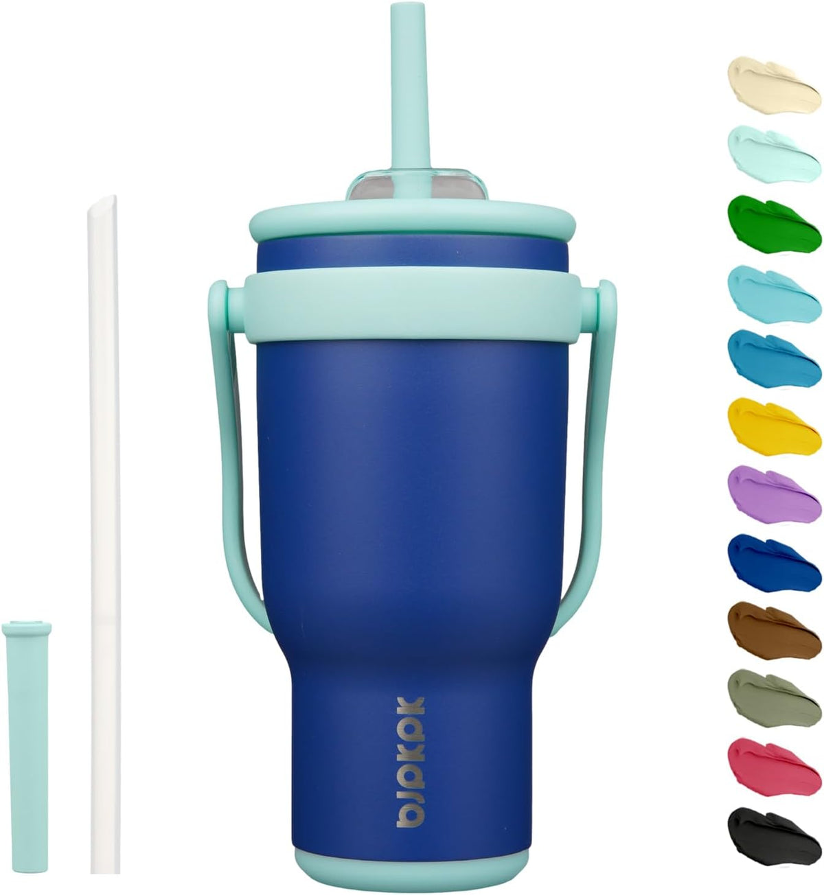 14 oz Insulated Water Bottle with Handle & Straw, Stainless Steel | Double Wall Vacuum, Leak Proof, Sweatproof, Wide Mouth, BPA Free, Dishwasher Safe, Keeps Cold/Hot, Travel, Cream