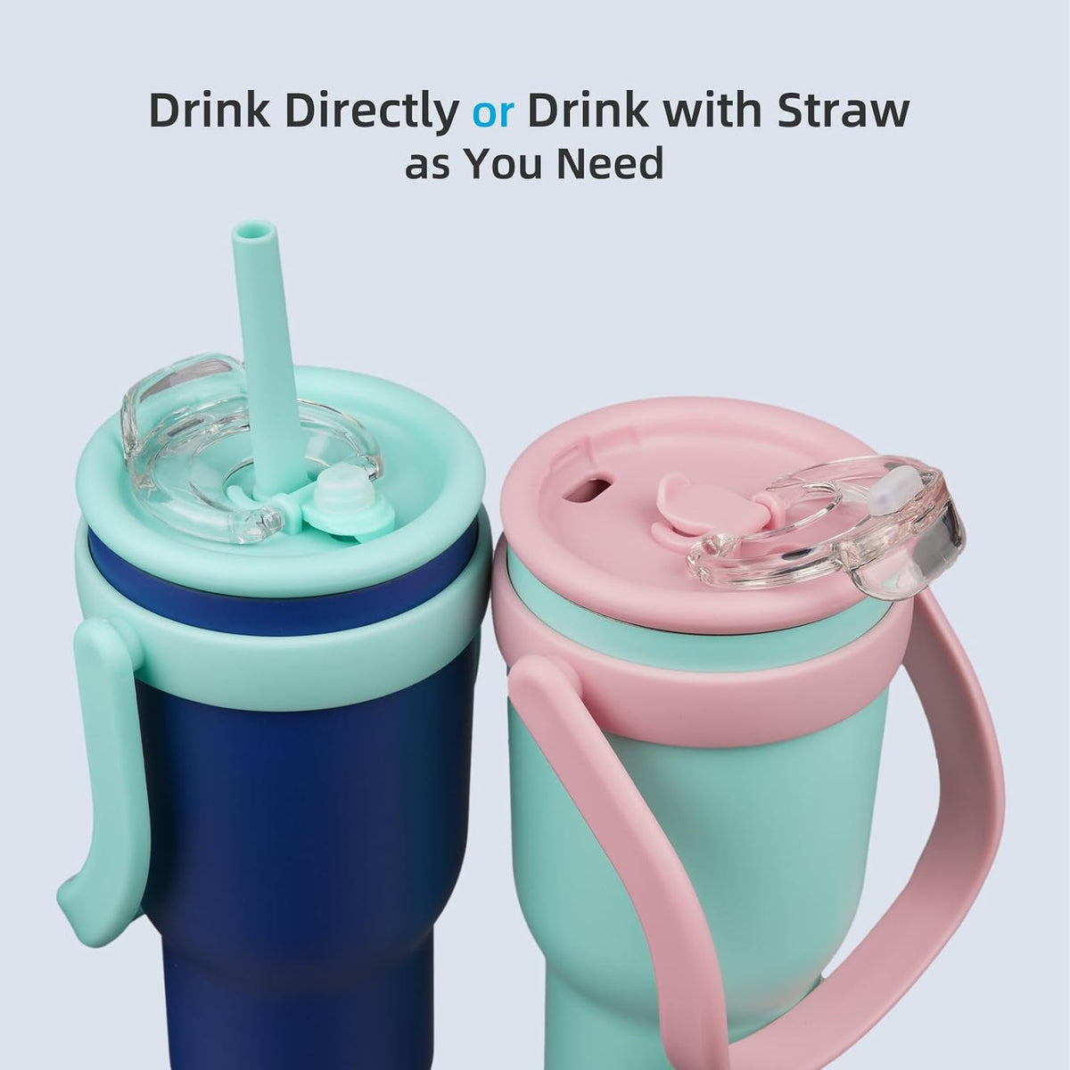 14 oz Insulated Water Bottle with Handle & Straw, Stainless Steel | Double Wall Vacuum, Leak Proof, Sweatproof, Wide Mouth, BPA Free, Dishwasher Safe, Keeps Cold/Hot, Travel, Cream